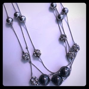 3 Strand Silver bead necklace